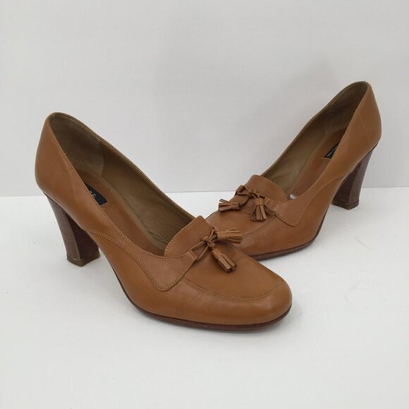 APC tan tasseled oxford heel leather shoe women Paris A.P.C. 41 10 - Picture 1 of 8